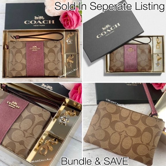 NWT COACH Boxed Corner Zip Wristlet Signature Bag - Picture 8 of 14